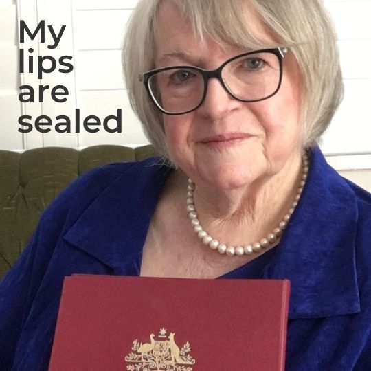 Photo of Jennifer Cram Brisbane Marriage
Celebrant with the words My Lips are Sealed.