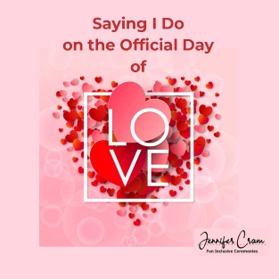 Saying I Do on the Official Day of Love with
hearts on a pink background
